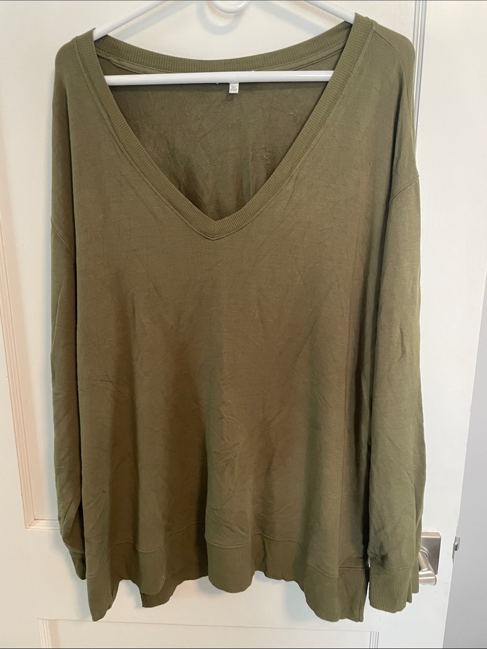 Workshop Republic Clothing Olive V-Neck Long Sleeve Sweatshirt